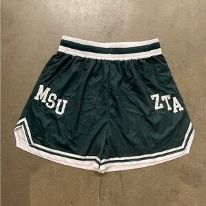 MSU ZTA Sorority Green Athletic Women Shorts